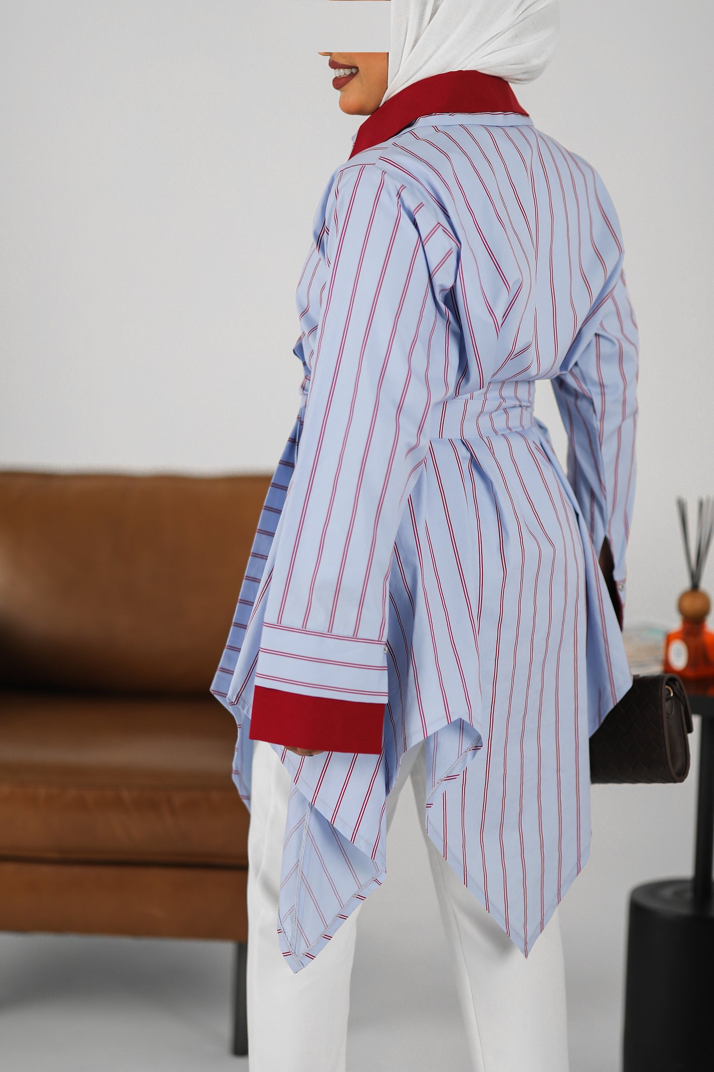 Blue & Maroon Striped Shirt