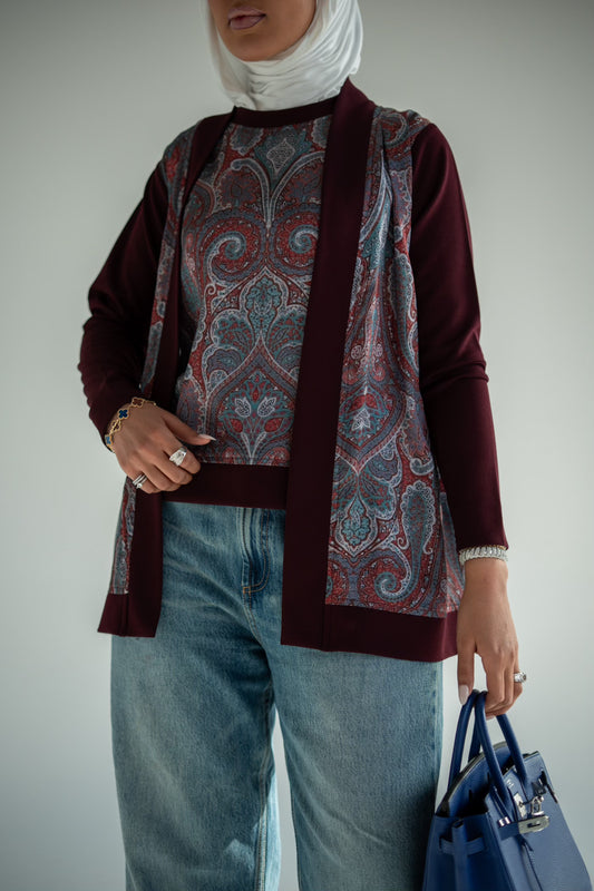 Silky Cardigan- Burgundy