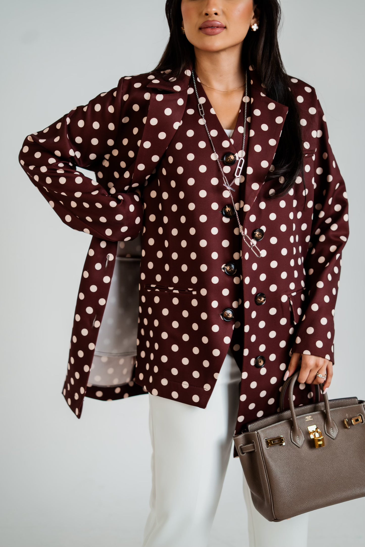 Polka Dot Blazer & Vest Set
