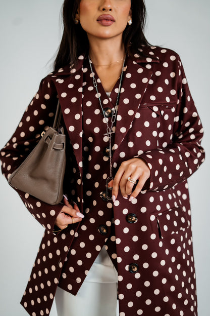 Polka Dot Blazer & Vest Set