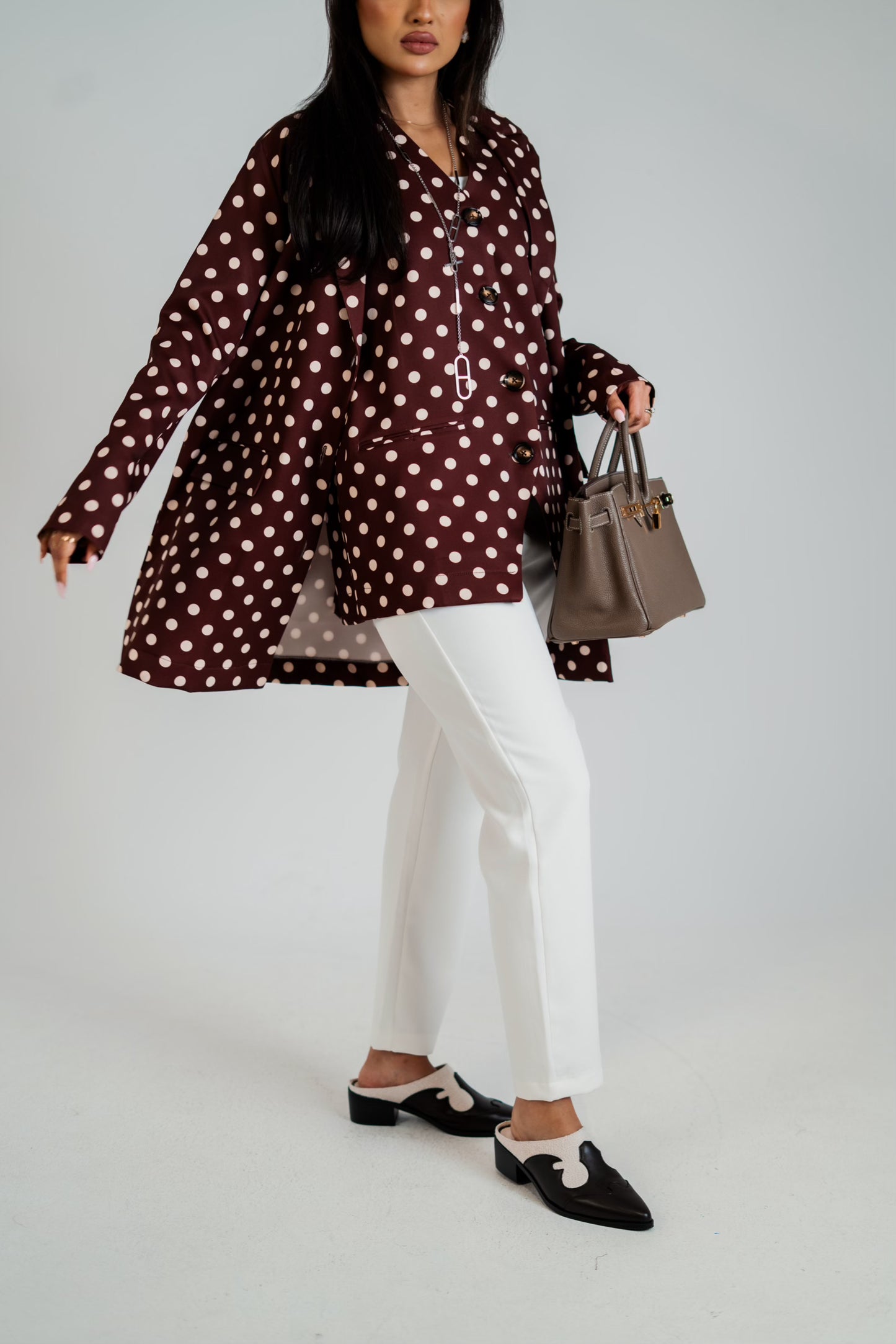 Polka Dot Blazer & Vest Set