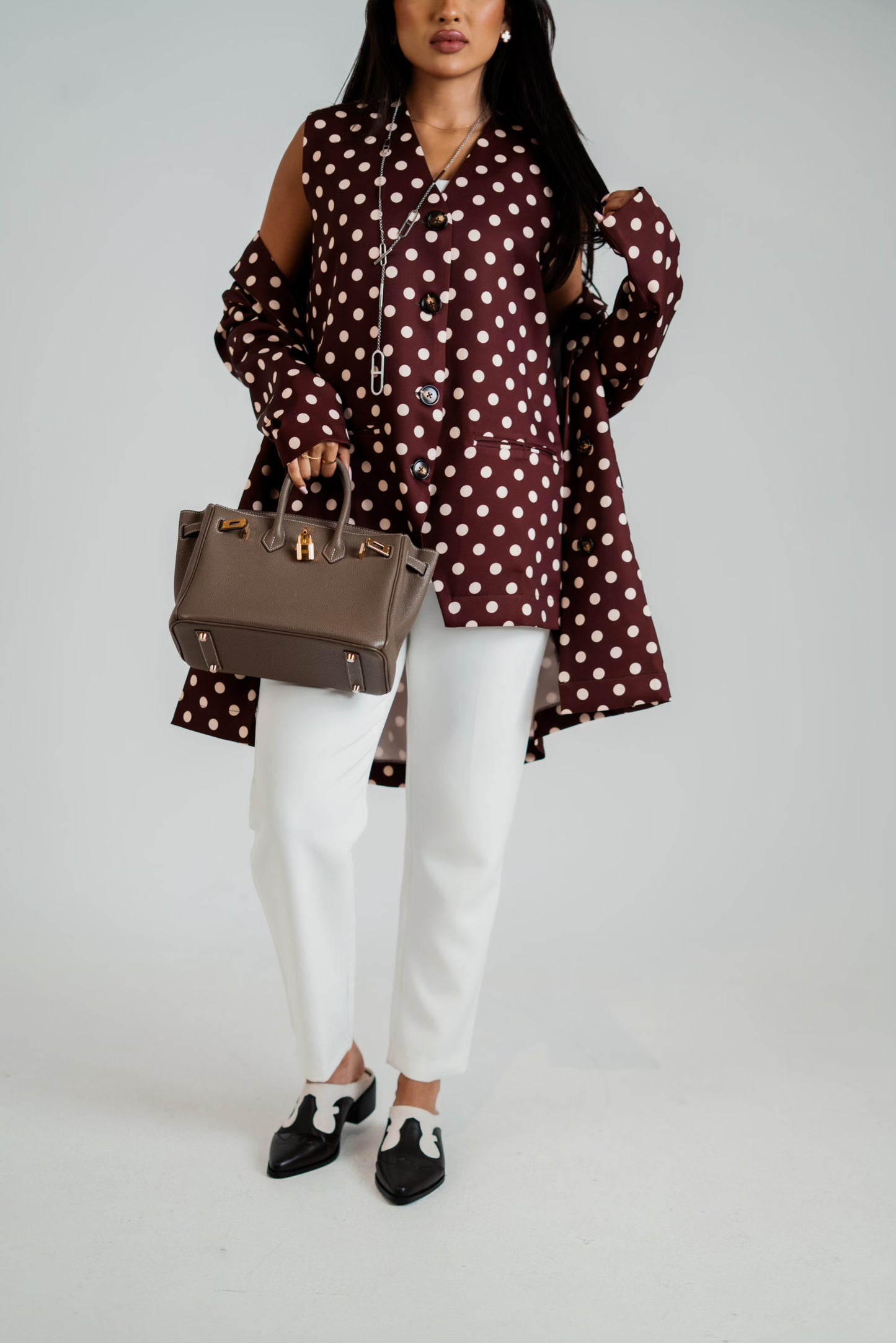 Polka Dot Blazer & Vest Set