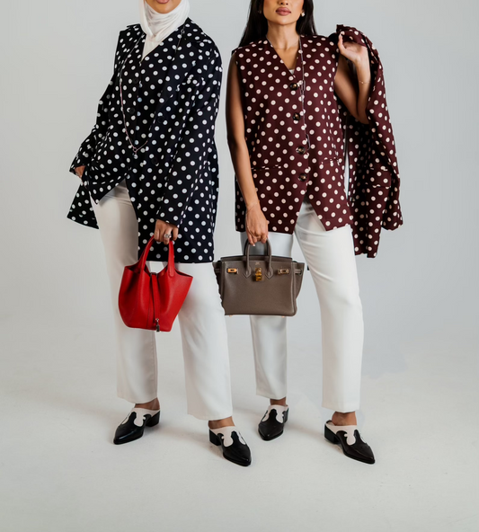 Polka Dot Blazer & Vest Set