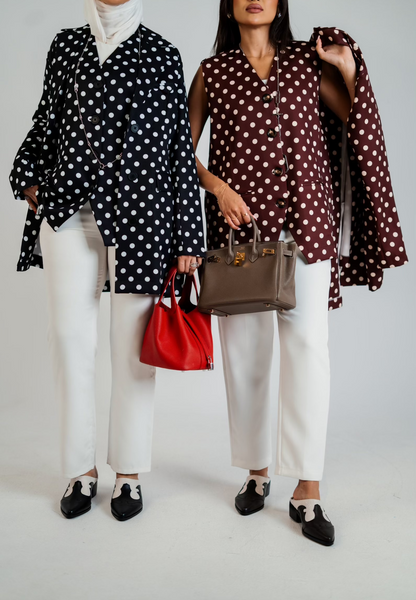 Polka Dot Blazer & Vest Set