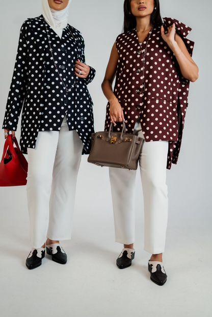 Polka Dot Blazer & Vest Set